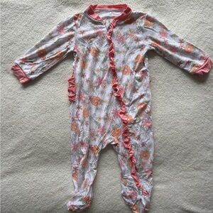 Milkberry Bamboo Rayon Baby Girl Floral Sleeper - Ruffle Footie 0-3M